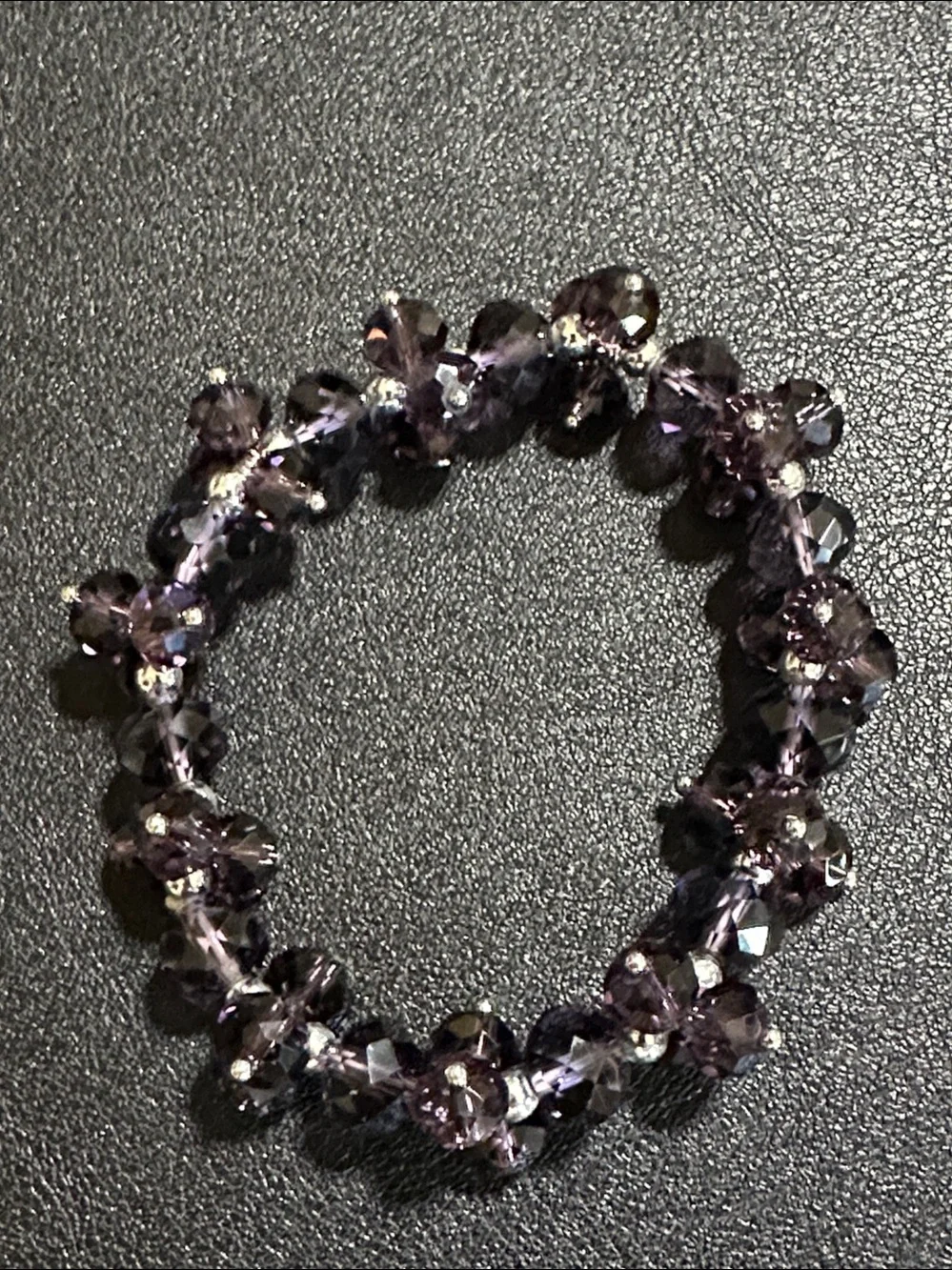 Purple Faceted Crystal Cluster Stretch Vintage Bracelet